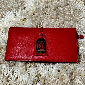 Red Leather Slim Ralph Lauren Wallet. NWOTs